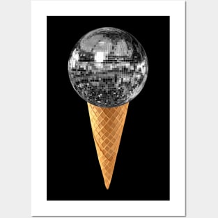 Silver Disco Ball Ice Cream Cone Posters and Art